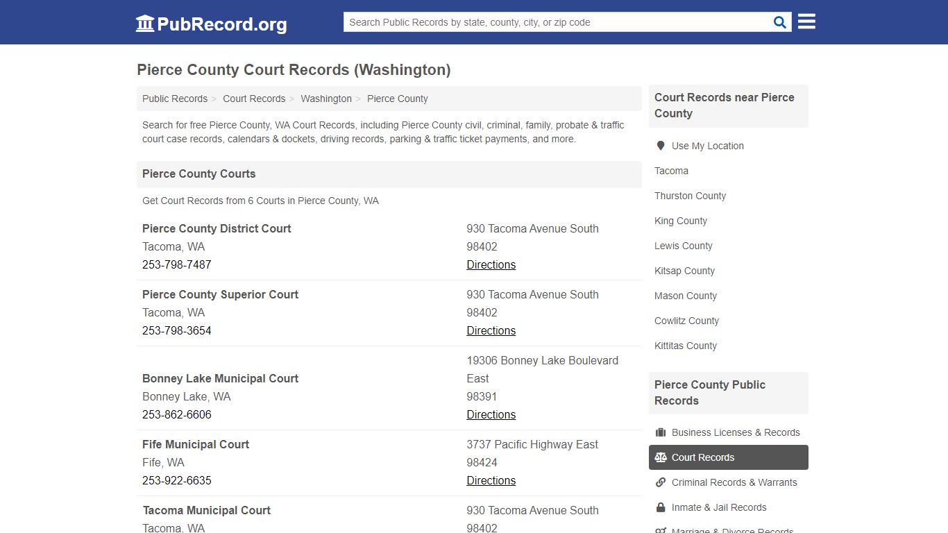 Free Pierce County Court Records (Washington Court Records)