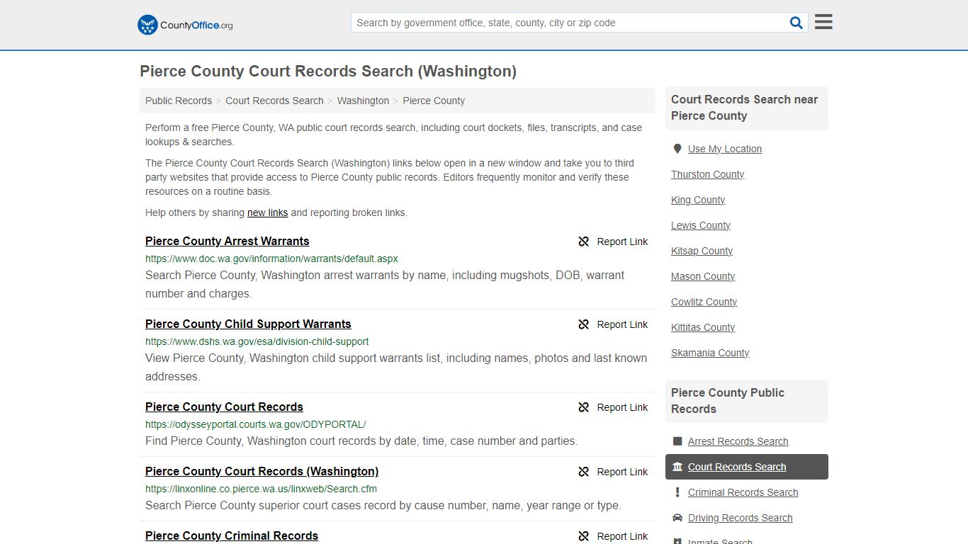 Pierce County Court Records Search (Washington) - County Office
